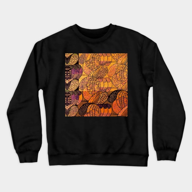 ABSTRACT FLORAL SWIRLS IN GOLD YELLOW ORANGE PURPLE Art Nouveau Crewneck Sweatshirt by BulganLumini